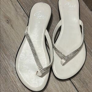 Apri -Man Made in Italy White Rhinestone Sandals with Cushioned Footbed